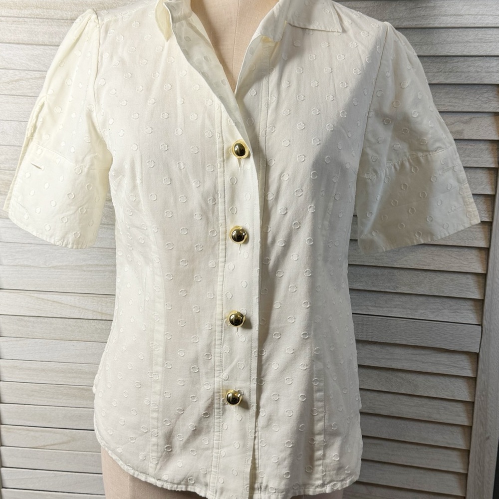 kate spade Cream Short-Sleeve Button-Down Shirt - Picture 12 of 12